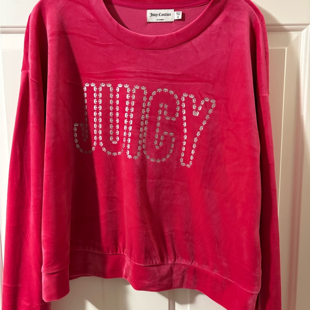 Juicy Couture Fuchsia Velour Top with Rhinestone Detail